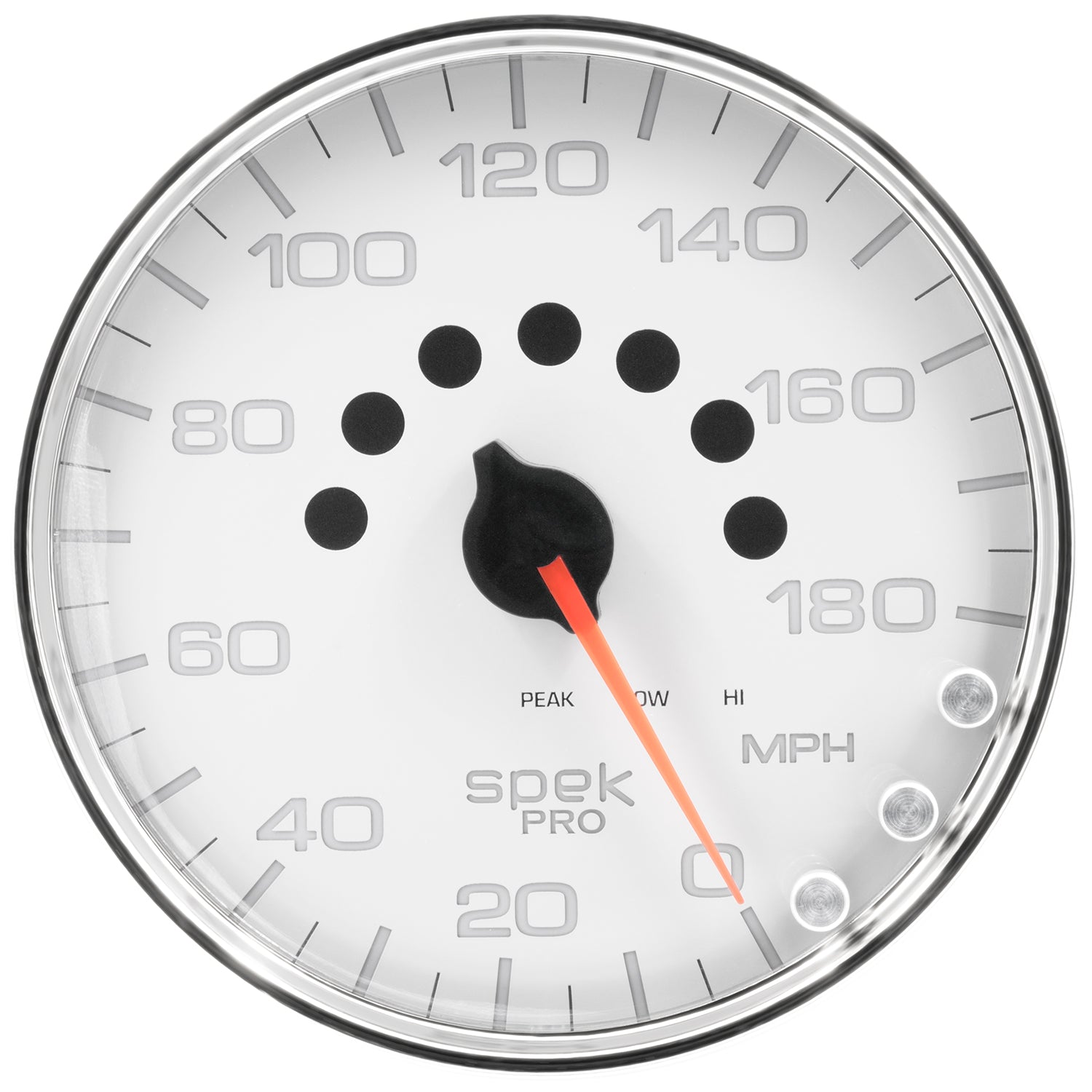 AutoMeter P23011 - GAUGE, SPEEDOMETER, 5", 180 MPH, ELEC. PROGRAMMABLE, WHITE/CHROME, SPEK-PRO 3
