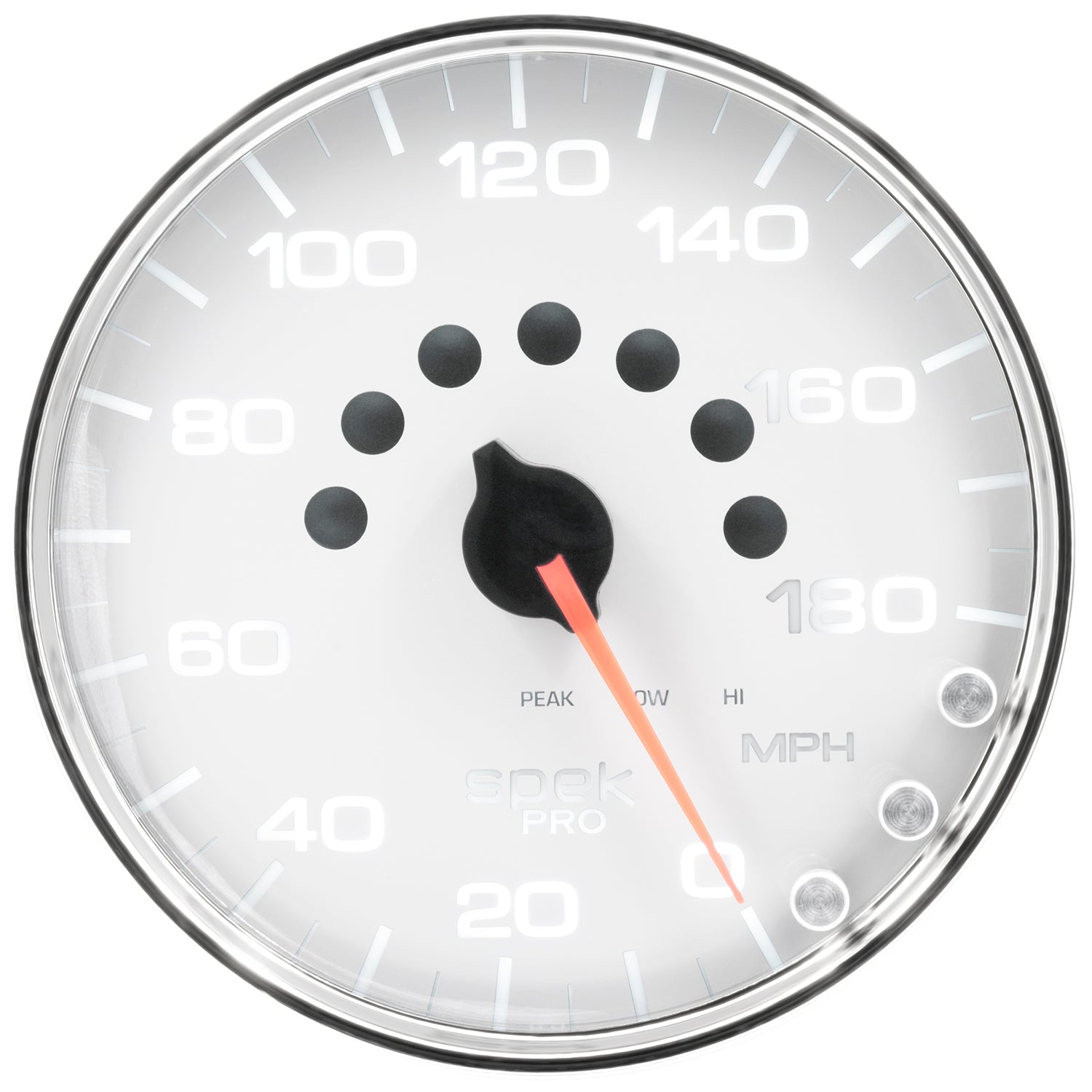 AutoMeter P23011 - GAUGE, SPEEDOMETER, 5", 180 MPH, ELEC. PROGRAMMABLE, WHITE/CHROME, SPEK-PRO 4