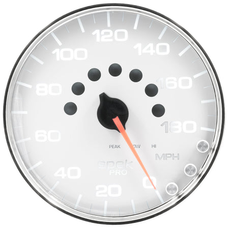 AutoMeter P23011 - GAUGE, SPEEDOMETER, 5", 180 MPH, ELEC. PROGRAMMABLE, WHITE/CHROME, SPEK-PRO 4
