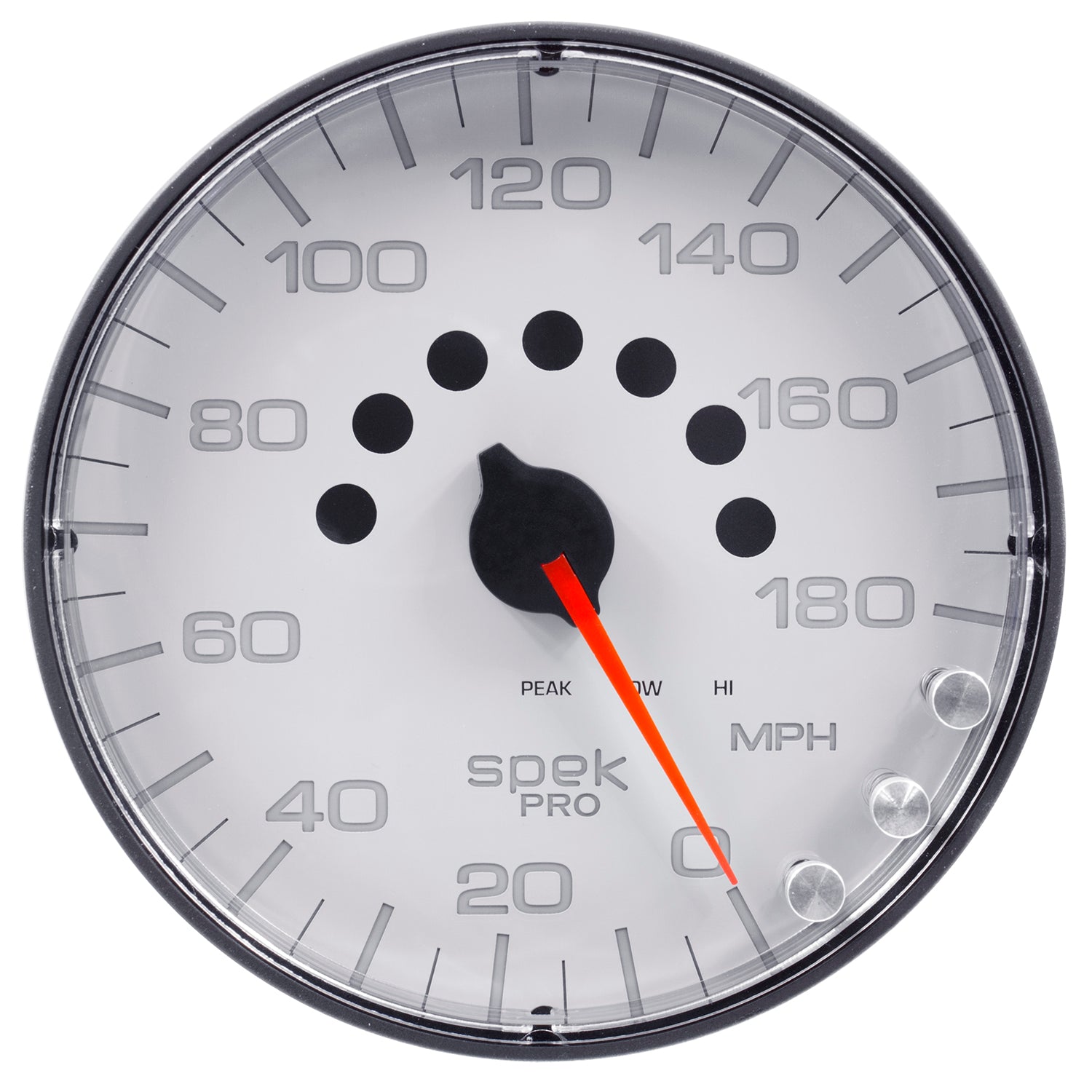 AutoMeter P230128 - GAUGE, SPEEDOMETER, 5", 180 MPH, ELEC. PROGRAMMABLE, WHITE/BLACK, SPEK-PRO 2