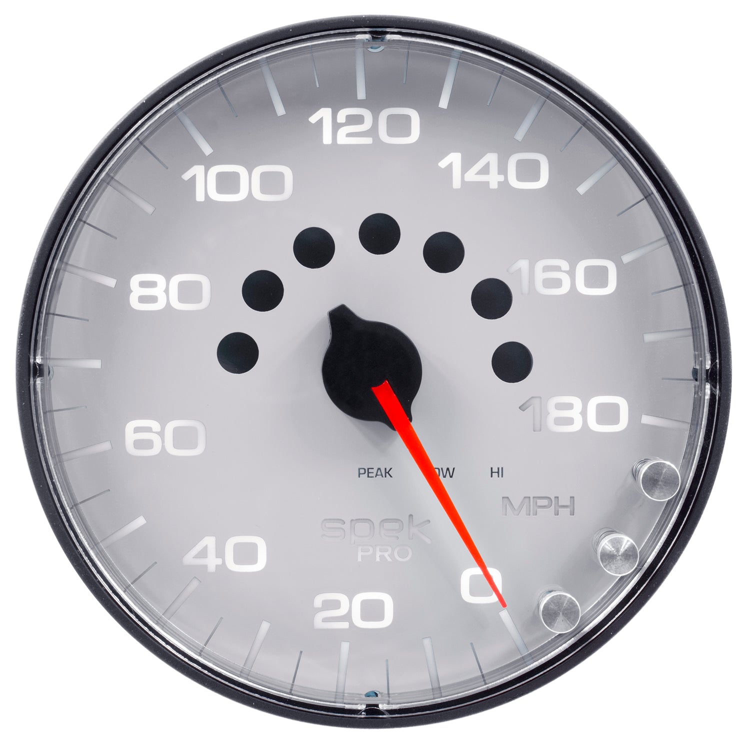AutoMeter P230128 - GAUGE, SPEEDOMETER, 5", 180 MPH, ELEC. PROGRAMMABLE, WHITE/BLACK, SPEK-PRO 1