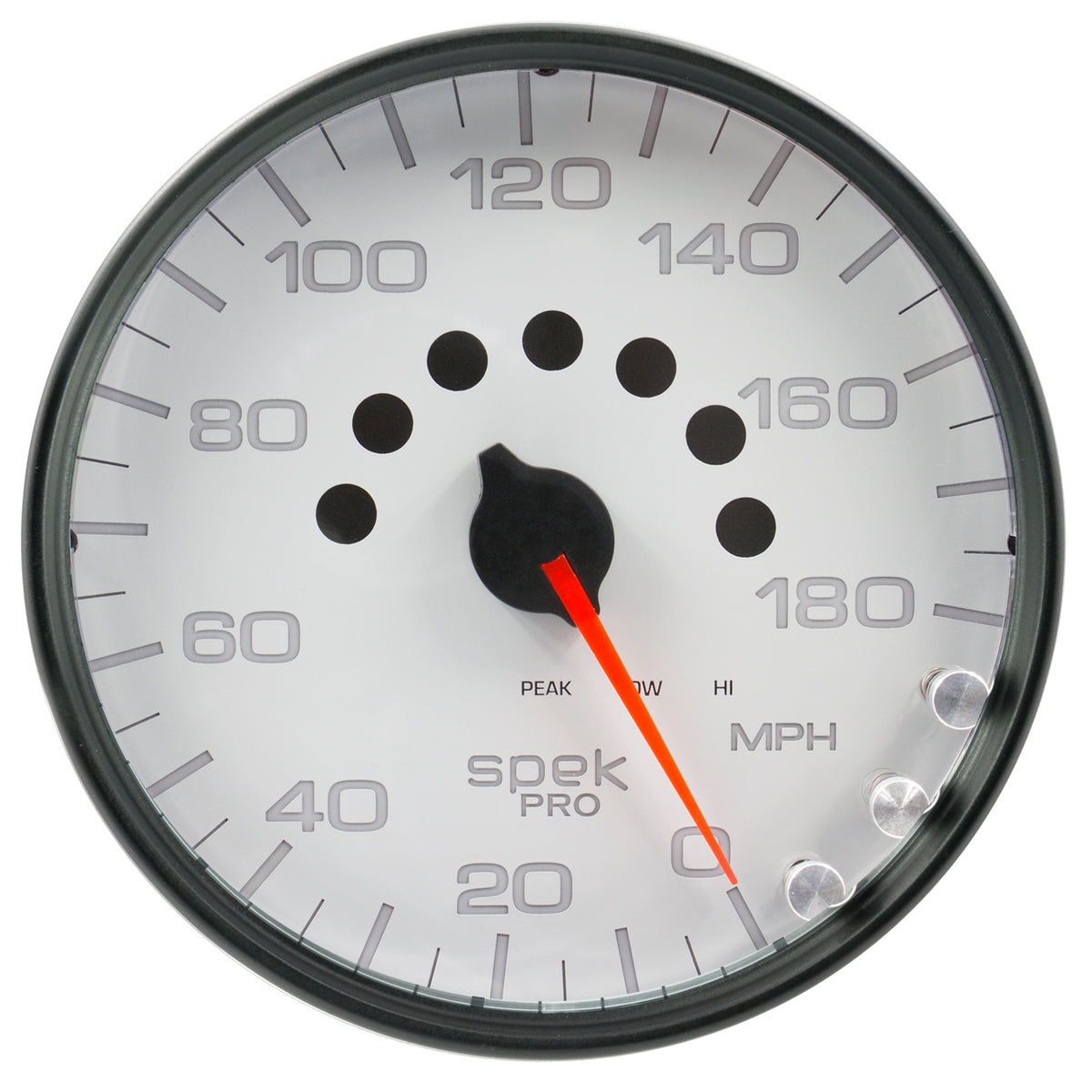 AutoMeter P23012 - GAUGE, SPEEDOMETER, 5", 180 MPH, ELEC. PROGRAMMABLE, WHITE/BLACK, SPEK-PRO 3