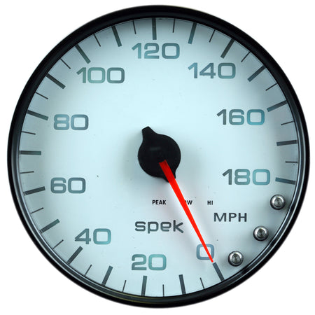 AutoMeter P23012 - GAUGE, SPEEDOMETER, 5", 180 MPH, ELEC. PROGRAMMABLE, WHITE/BLACK, SPEK-PRO 4