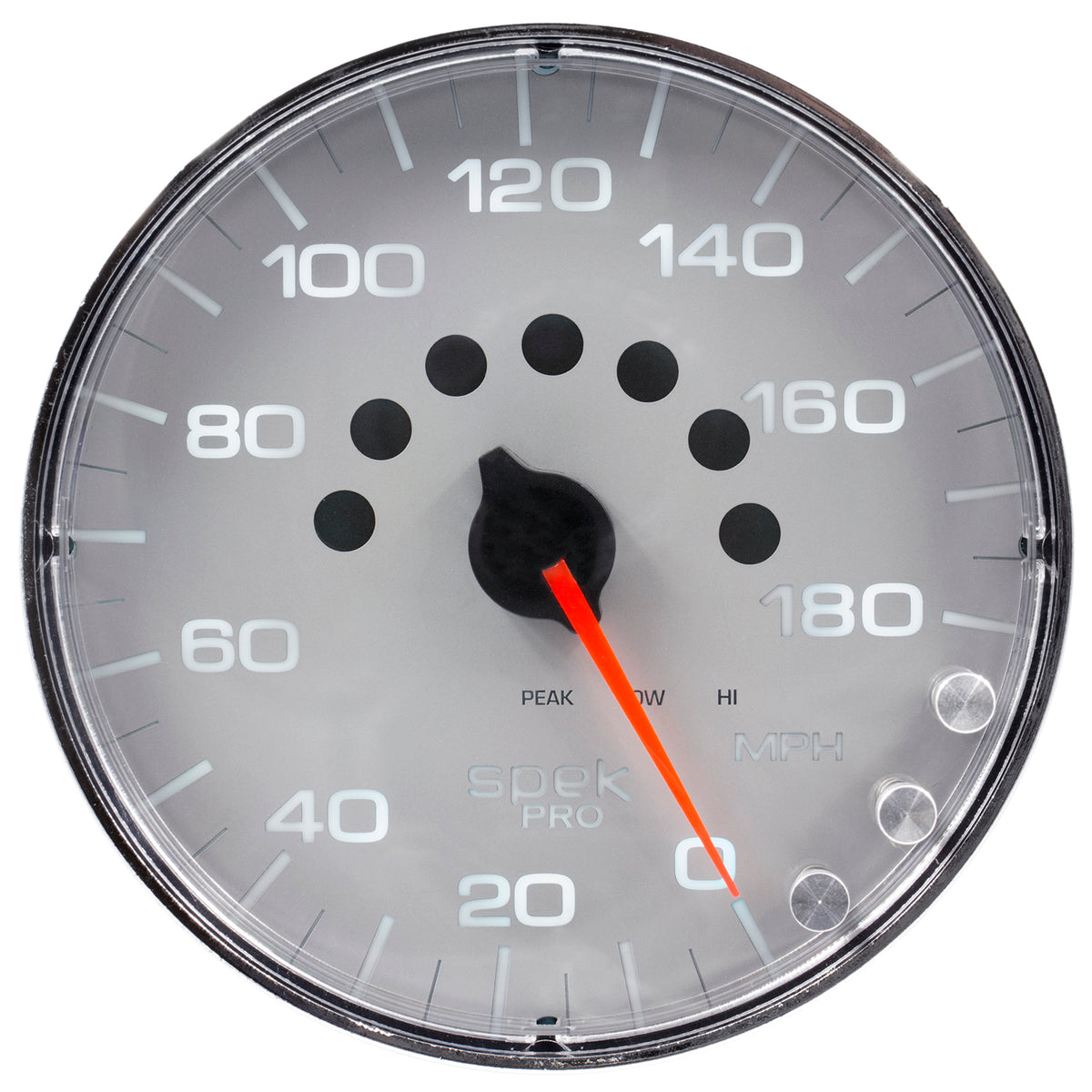AutoMeter P230218 - GAUGE, SPEEDOMETER, 5", 180 MPH, ELEC. PROGRAMMABLE, SILVER/CHROME, SPEK-PRO 5
