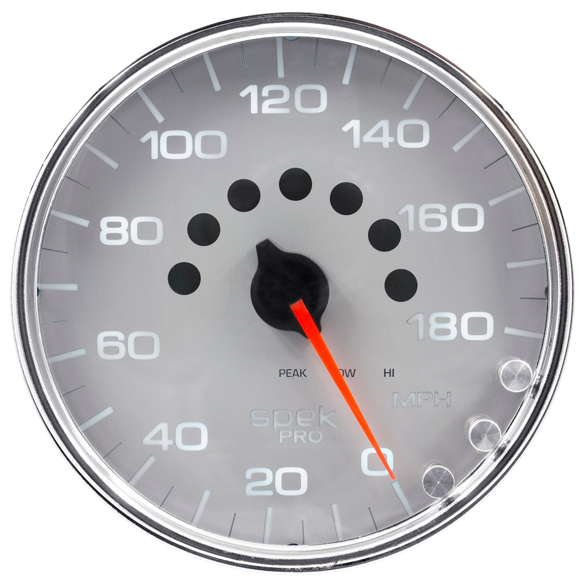AutoMeter P23021 - GAUGE, SPEEDOMETER, 5", 180 MPH, ELEC. PROGRAMMABLE, SILVER/CHROME, SPEK-PRO 3
