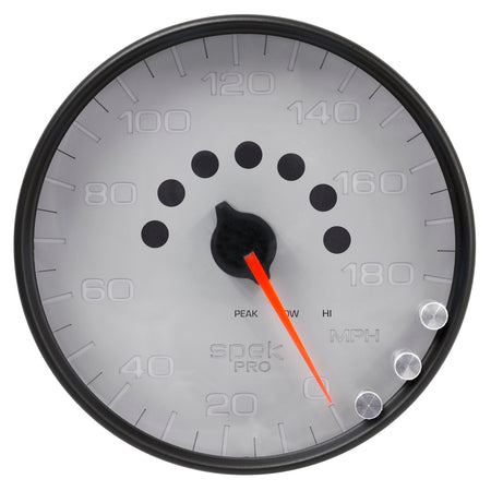 AutoMeter P23022 - GAUGE, SPEEDOMETER, 5", 180 MPH, ELEC. PROGRAMMABLE, SILVER/BLACK, SPEK-PRO 4