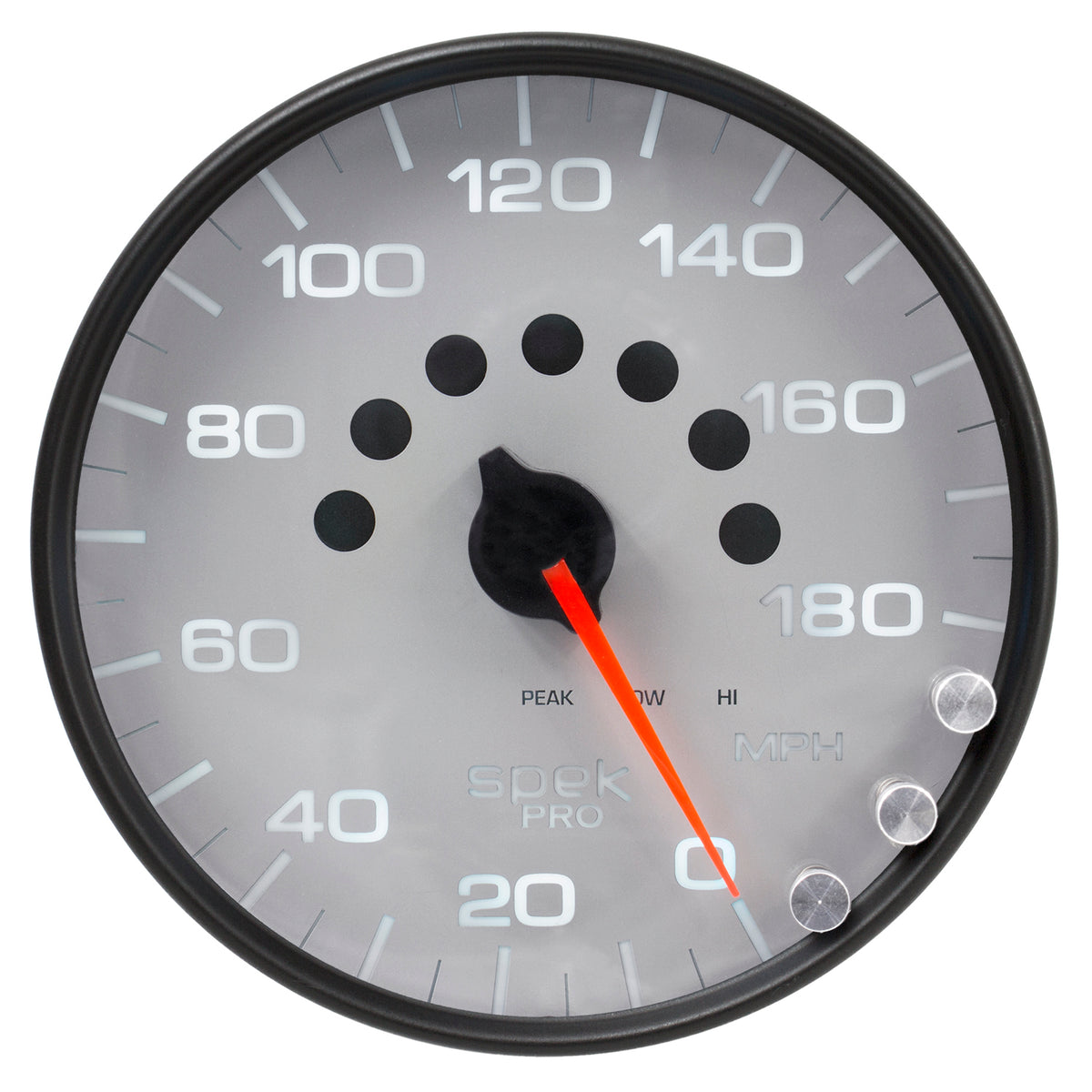 AutoMeter P23022 - GAUGE, SPEEDOMETER, 5", 180 MPH, ELEC. PROGRAMMABLE, SILVER/BLACK, SPEK-PRO 3