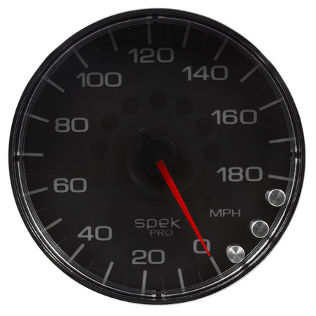 AutoMeter P230318 - GAUGE, SPEEDOMETER, 5", 180 MPH, ELEC. PROGRAMMABLE, BLACK/CHROME, SPEK-PRO 5