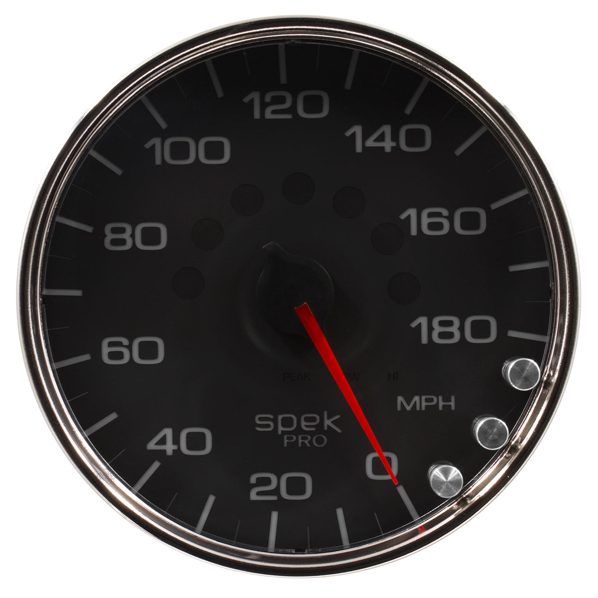 AutoMeter P23031 - GAUGE, SPEEDOMETER, 5", 180 MPH, ELEC. PROGRAMMABLE, BLACK/CHROME, SPEK-PRO 4