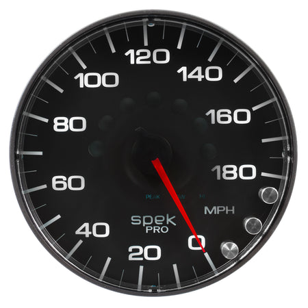 AutoMeter P230328 - GAUGE, SPEEDOMETER, 5", 180 MPH, ELEC. PROGRAMMABLE, BLACK/BLACK, SPEK-PRO 4