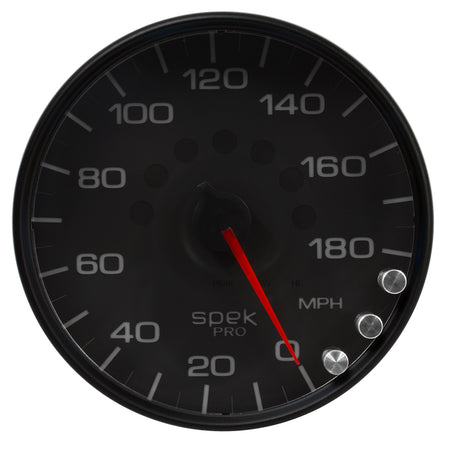 AutoMeter P23032 - GAUGE, SPEEDOMETER, 5", 180 MPH, ELEC. PROGRAMMABLE, BLACK/BLACK, SPEK-PRO 4