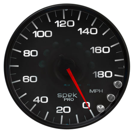 AutoMeter P23032 - GAUGE, SPEEDOMETER, 5", 180 MPH, ELEC. PROGRAMMABLE, BLACK/BLACK, SPEK-PRO 3