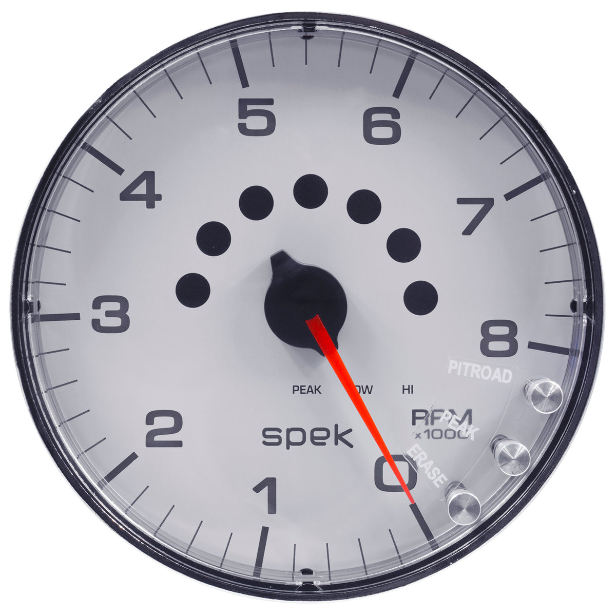 AutoMeter P238118 - GAUGE, TACHOMETER, 5", 8K RPM, W/SHIFT LIGHT & PEAK MEM, WHITE/CHROME, SPEK-PRO 5