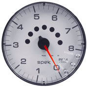 AutoMeter P238118 - GAUGE, TACHOMETER, 5", 8K RPM, W/SHIFT LIGHT & PEAK MEM, WHITE/CHROME, SPEK-PRO 5