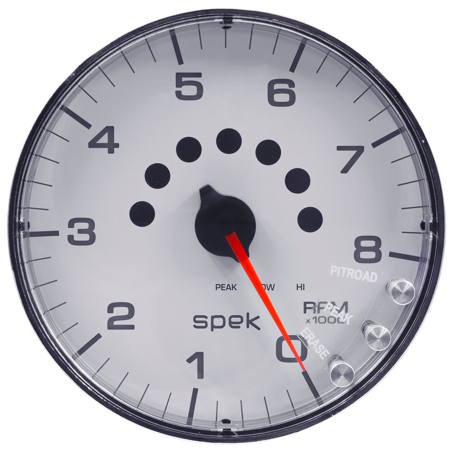 AutoMeter P238118 - GAUGE, TACHOMETER, 5", 8K RPM, W/SHIFT LIGHT & PEAK MEM, WHITE/CHROME, SPEK-PRO 5
