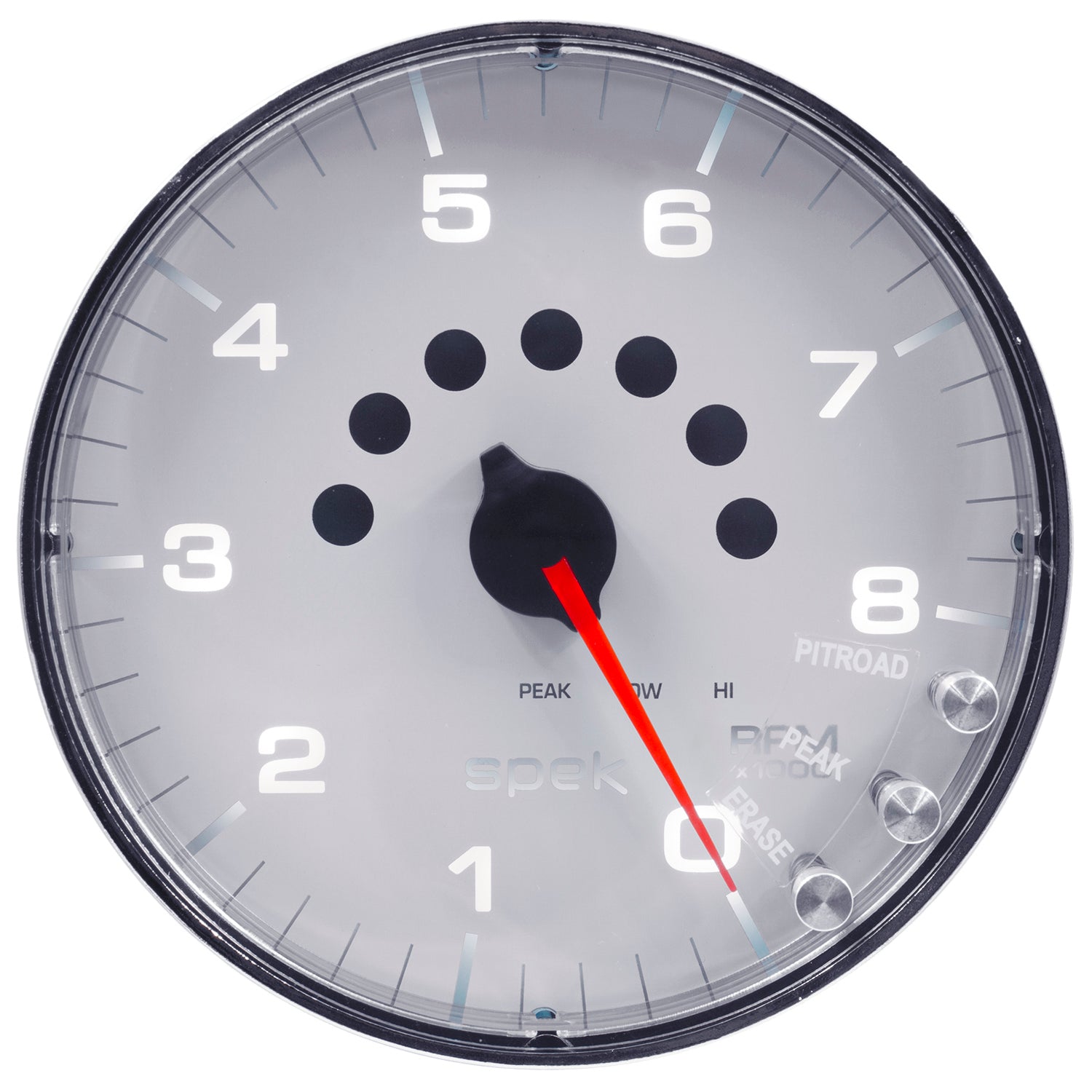 AutoMeter P238118 - GAUGE, TACHOMETER, 5", 8K RPM, W/SHIFT LIGHT & PEAK MEM, WHITE/CHROME, SPEK-PRO 3