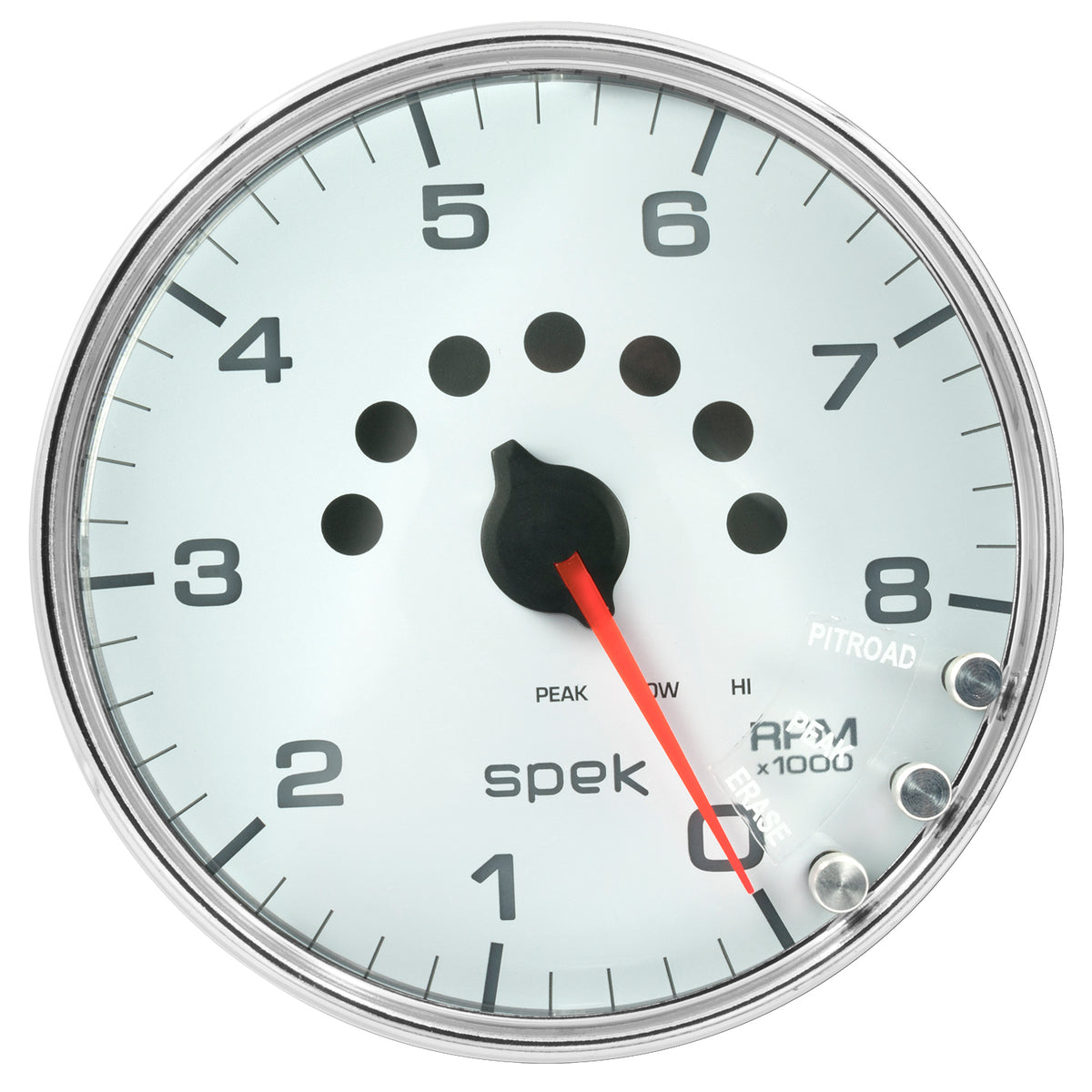 AutoMeter P23811 - GAUGE, TACHOMETER, 5", 8K RPM, W/SHIFT LIGHT & PEAK MEM, WHITE/CHROME, SPEK-PRO 3