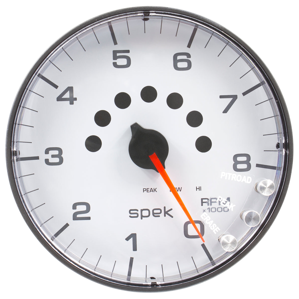 AutoMeter P238128 - GAUGE, TACHOMETER, 5", 8K RPM, W/SHIFT LIGHT & PEAK MEM, WHITE/BLACK, SPEK-PRO 4