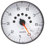 AutoMeter P238128 - GAUGE, TACHOMETER, 5", 8K RPM, W/SHIFT LIGHT & PEAK MEM, WHITE/BLACK, SPEK-PRO 4