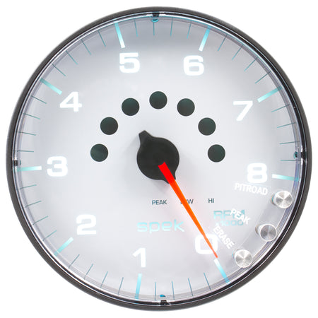 AutoMeter P238128 - GAUGE, TACHOMETER, 5", 8K RPM, W/SHIFT LIGHT & PEAK MEM, WHITE/BLACK, SPEK-PRO 3