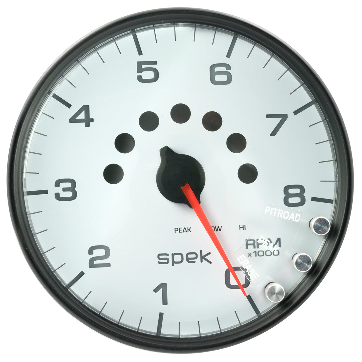 AutoMeter P23812 - GAUGE, TACHOMETER, 5", 8K RPM, W/SHIFT LIGHT & PEAK MEM, WHITE/BLACK, SPEK-PRO 3