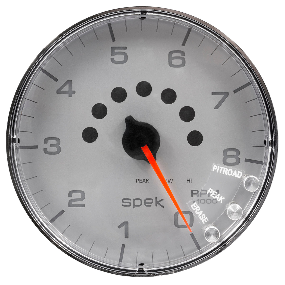 AutoMeter P238218 - GAUGE, TACHOMETER, 5", 8K RPM, W/SHIFT LIGHT & PEAK MEM, SILVER/CHROME, SPEK-PRO 5