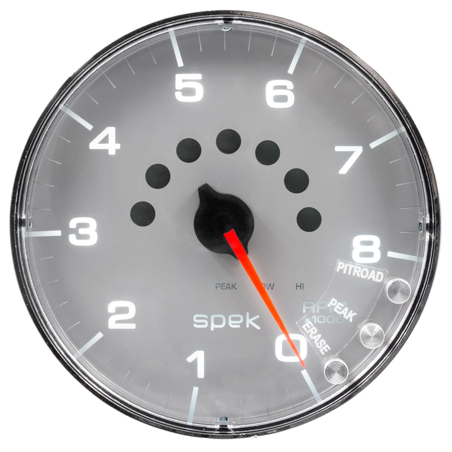 AutoMeter P238218 - GAUGE, TACHOMETER, 5", 8K RPM, W/SHIFT LIGHT & PEAK MEM, SILVER/CHROME, SPEK-PRO 3