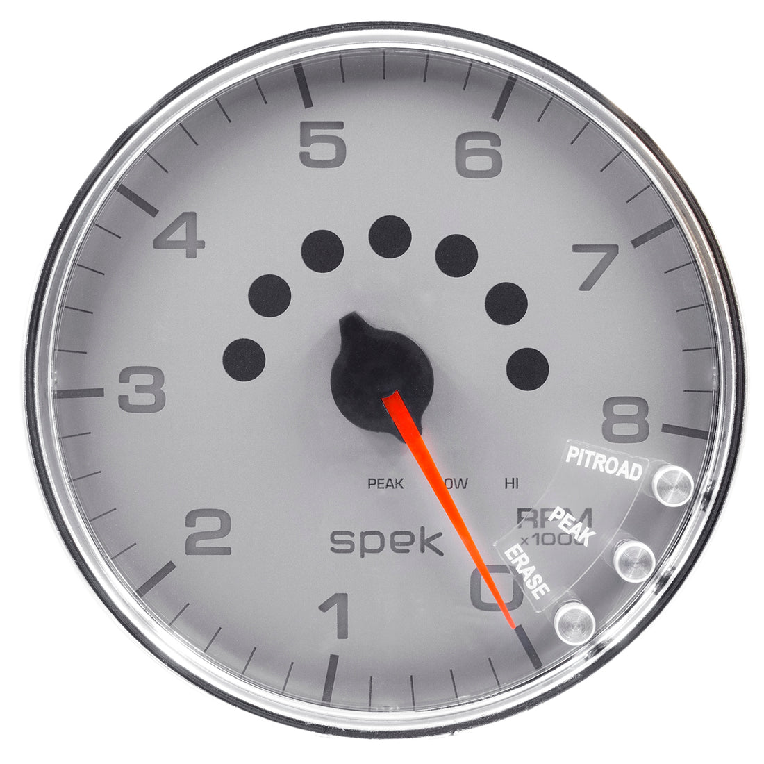 AutoMeter P23821 - GAUGE, TACHOMETER, 5", 8K RPM, W/SHIFT LIGHT & PEAK MEM, SILVER/CHROME, SPEK-PRO 4