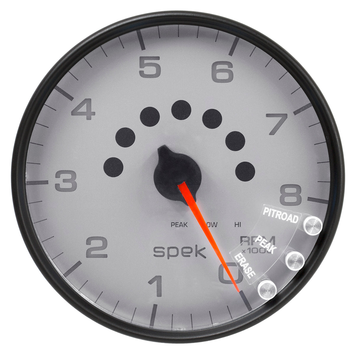 AutoMeter P23822 - GAUGE, TACHOMETER, 5", 8K RPM, W/SHIFT LIGHT & PEAK MEM, SILVER/BLACK, SPEK-PRO 4