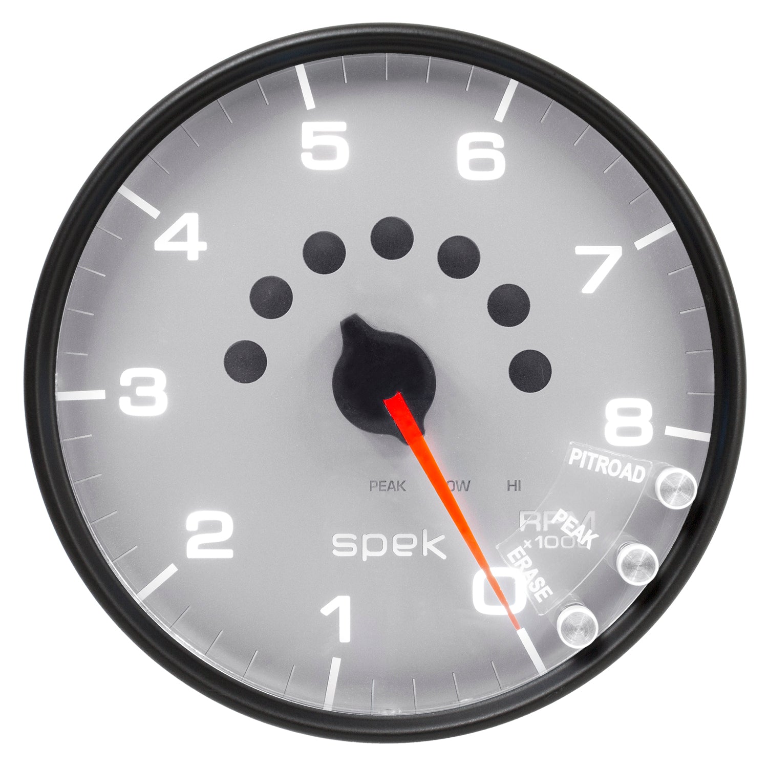 AutoMeter P23822 - GAUGE, TACHOMETER, 5", 8K RPM, W/SHIFT LIGHT & PEAK MEM, SILVER/BLACK, SPEK-PRO 3