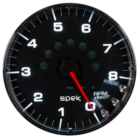 AutoMeter P238318 - GAUGE, TACHOMETER, 5", 8K RPM, W/SHIFT LIGHT & PEAK MEM, BLACK/CHROME, SPEK-PRO 3