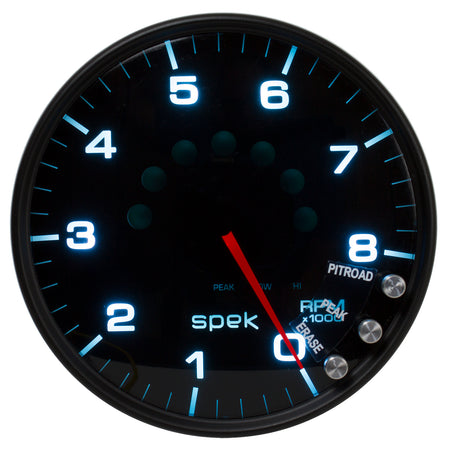 AutoMeter P23852 - GAUGE, TACHOMETER, 5", 8K RPM, W/SHIFT LIGHT & PEAK MEM, BLACK/SMOKE/BLACK, SPEK 3