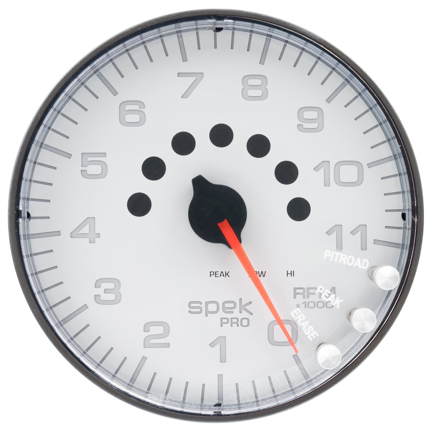 AutoMeter P239128 - GAUGE, TACHOMETER, 5", 11K RPM, W/SHIFT LIGHT & PEAK MEM, WHITE/BLACK, SPEK-PRO 3