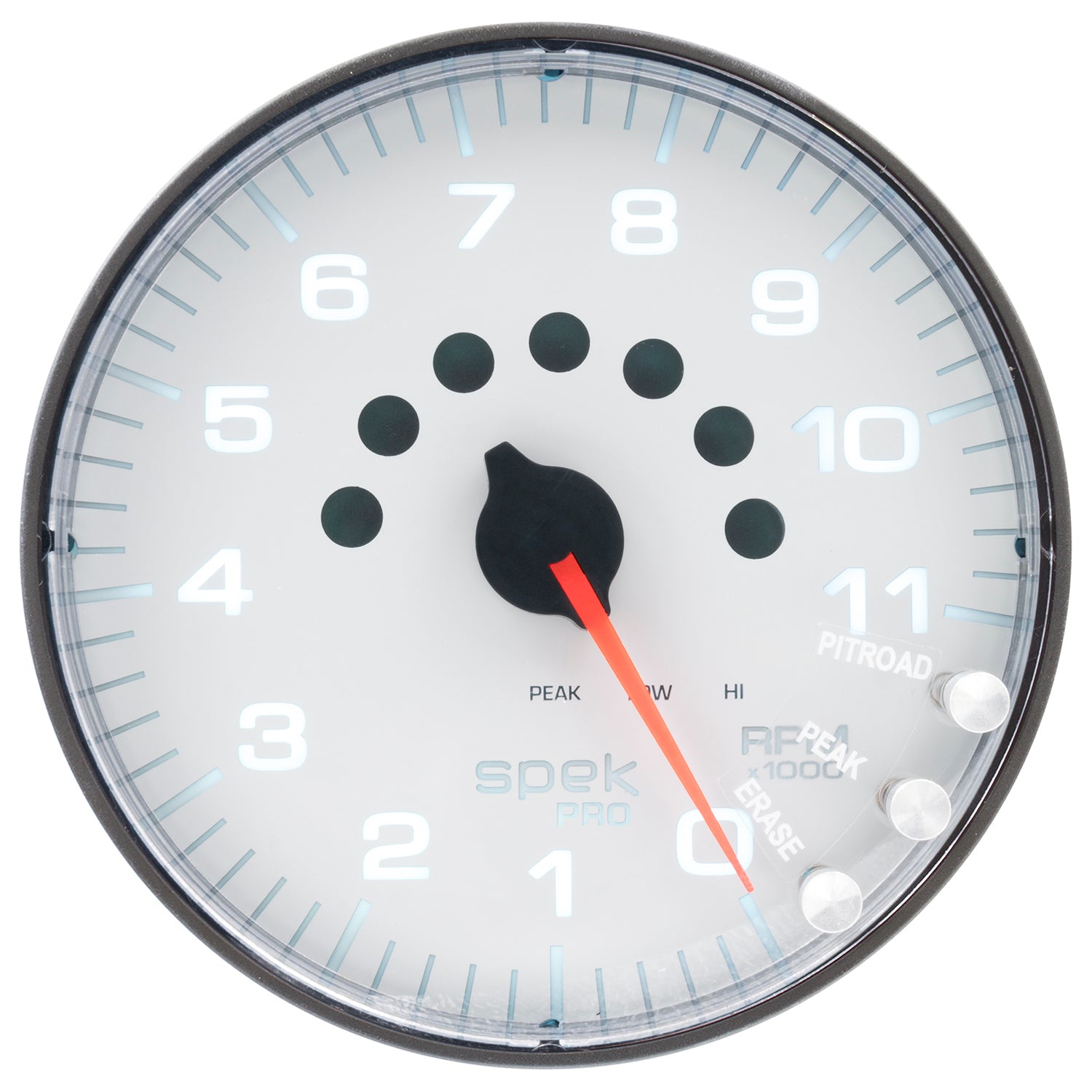 AutoMeter P239128 - GAUGE, TACHOMETER, 5", 11K RPM, W/SHIFT LIGHT & PEAK MEM, WHITE/BLACK, SPEK-PRO 5