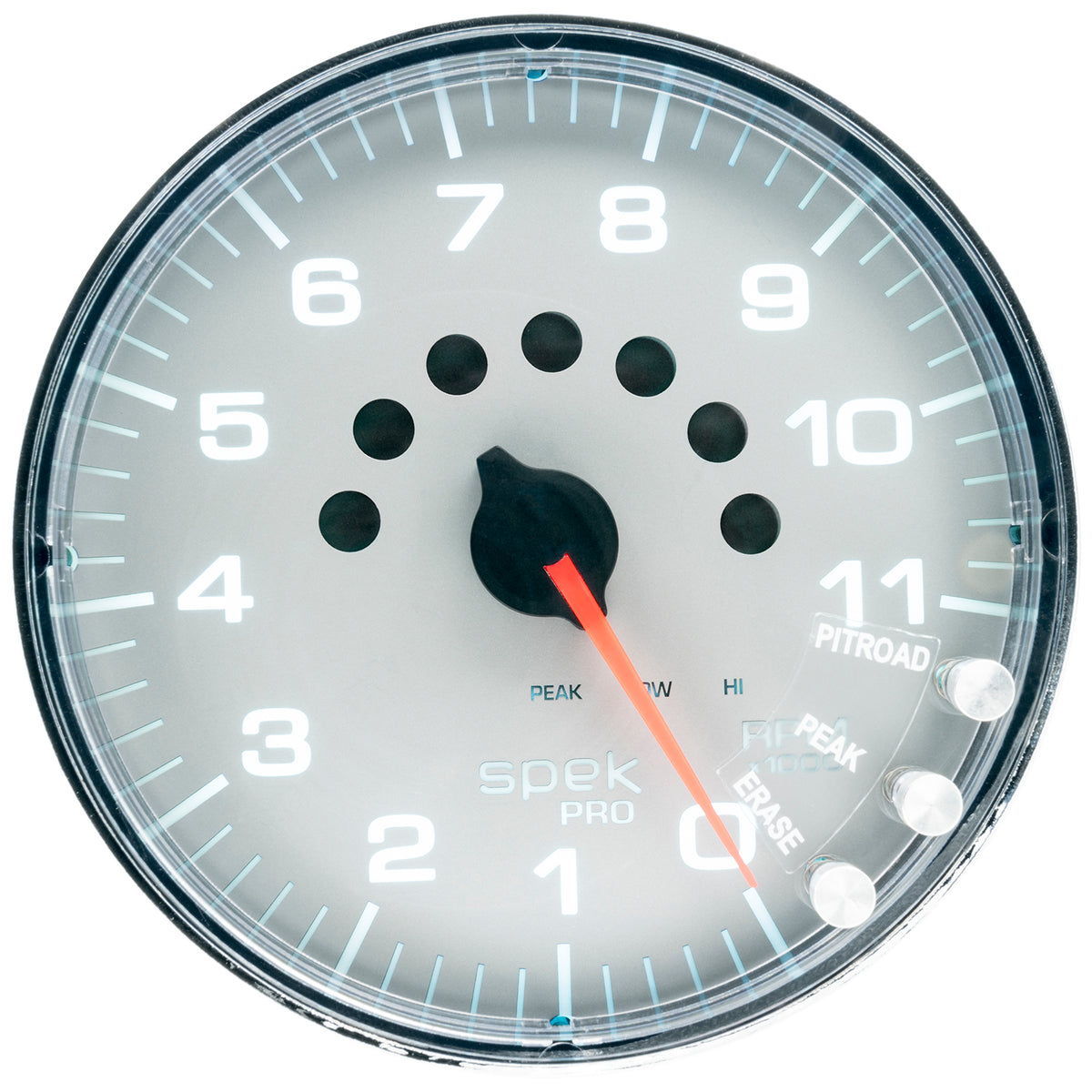 AutoMeter P239218 - GAUGE, TACHOMETER, 5", 11K RPM, W/SHIFT LIGHT & PEAK MEM, SILVER/CHROME, SPEK 4