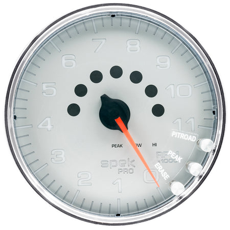 AutoMeter P23921 - GAUGE, TACHOMETER, 5", 11K RPM, W/SHIFT LIGHT & PEAK MEM, SILVER/CHROME, SPEK 3
