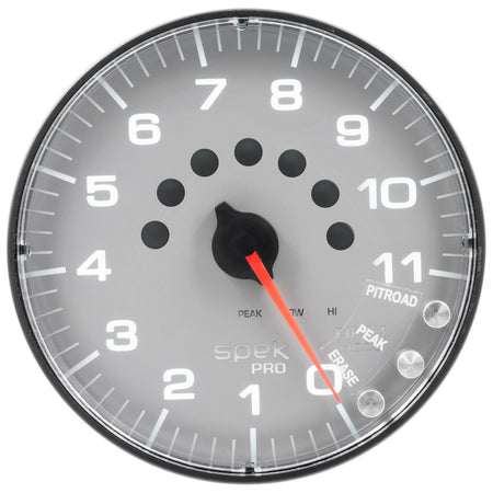 AutoMeter P239228 - GAUGE, TACHOMETER, 5", 11K RPM, W/SHIFT LIGHT & PEAK MEM, SILVER/BLACK, SPEK-PRO 4