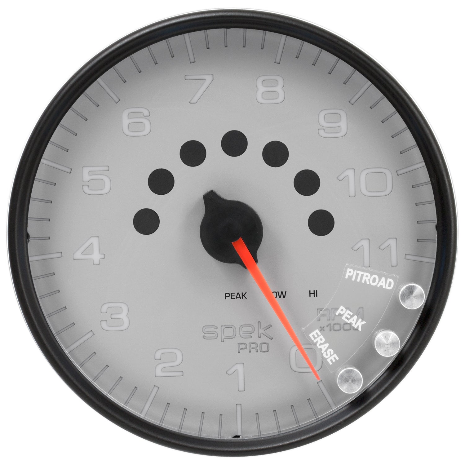 AutoMeter P23922 - GAUGE, TACHOMETER, 5", 11K RPM, W/SHIFT LIGHT & PEAK MEM, SILVER/BLACK, SPEK-PRO 3