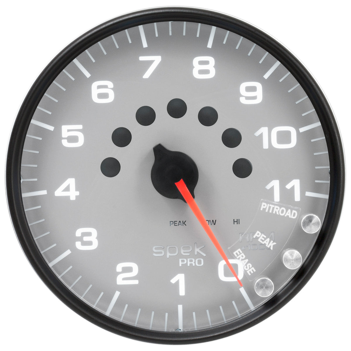 AutoMeter P23922 - GAUGE, TACHOMETER, 5", 11K RPM, W/SHIFT LIGHT & PEAK MEM, SILVER/BLACK, SPEK-PRO 4