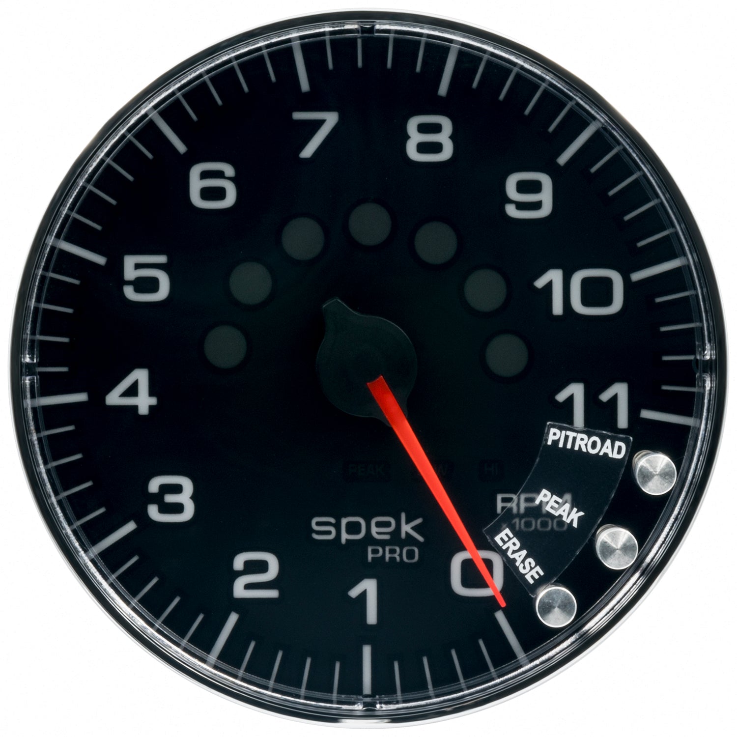 AutoMeter P239318 - GAUGE, TACHOMETER, 5", 11K RPM, W/SHIFT LIGHT & PEAK MEM, BLACK/CHROME, SPEK-PRO 5