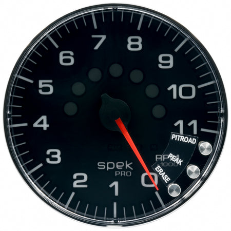 AutoMeter P239318 - GAUGE, TACHOMETER, 5", 11K RPM, W/SHIFT LIGHT & PEAK MEM, BLACK/CHROME, SPEK-PRO 5