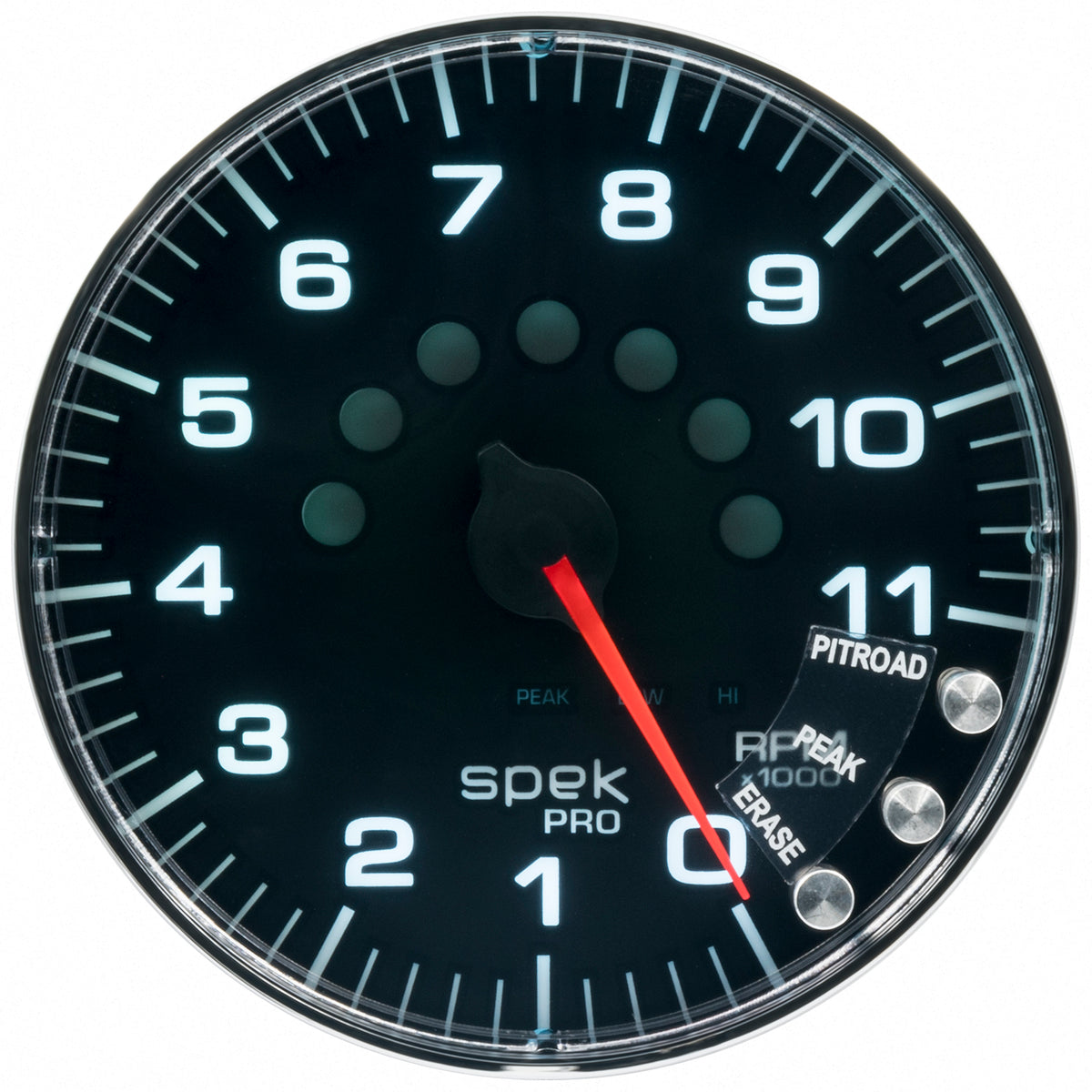 AutoMeter P239318 - GAUGE, TACHOMETER, 5", 11K RPM, W/SHIFT LIGHT & PEAK MEM, BLACK/CHROME, SPEK-PRO 3
