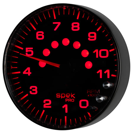 AutoMeter P239328 - GAUGE, TACHOMETER, 5", 11K RPM, W/SHIFT LIGHT & PEAK MEM, BLACK/BLACK, SPEK-PRO 3