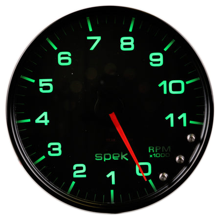 AutoMeter P23932 - GAUGE, TACHOMETER, 5", 11K RPM, W/SHIFT LIGHT & PEAK MEM, BLACK/BLACK, SPEK-PRO 4