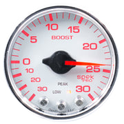 AutoMeter P30211 - GAUGE, VAC/BOOST, 2 1/16", 30INHG-30PSI, STEPPER MTR W/PK & WRN, WHT/CHRME, SPEK 4