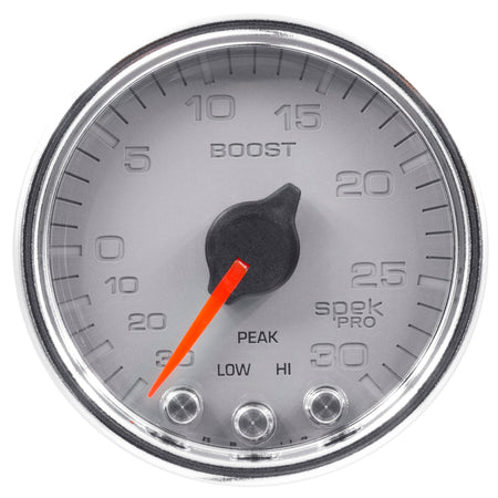 AutoMeter P30221 - GAUGE, VAC/BOOST, 2 1/16", 30INHG-30PSI, STEPPER MTR W/PK & WRN,SLVR/CHRME, SPEK 4