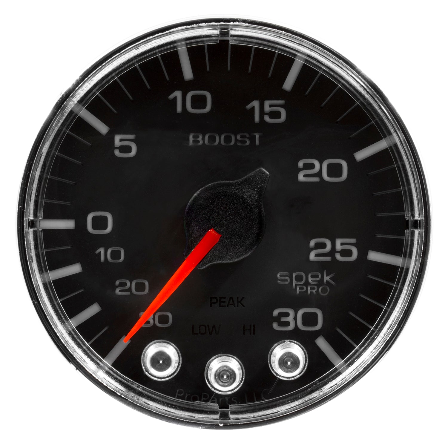 AutoMeter P302318 - GAUGE, VAC/BOOST, 2 1/16", 30INHG-30PSI, STEPPER MTR W/PK & WRN, BLK/CHRME, SPEK 4
