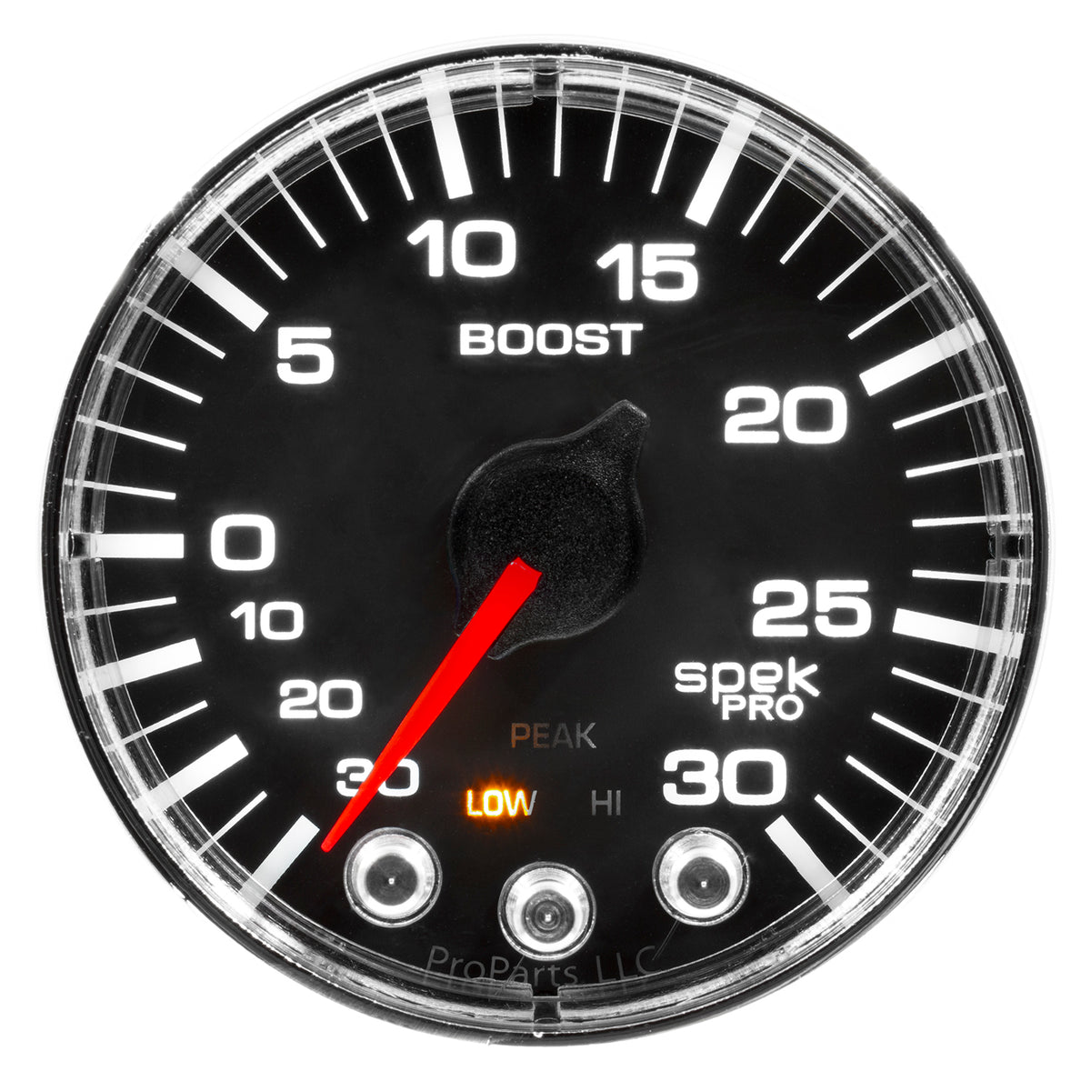 AutoMeter P302318 - GAUGE, VAC/BOOST, 2 1/16", 30INHG-30PSI, STEPPER MTR W/PK & WRN, BLK/CHRME, SPEK 3