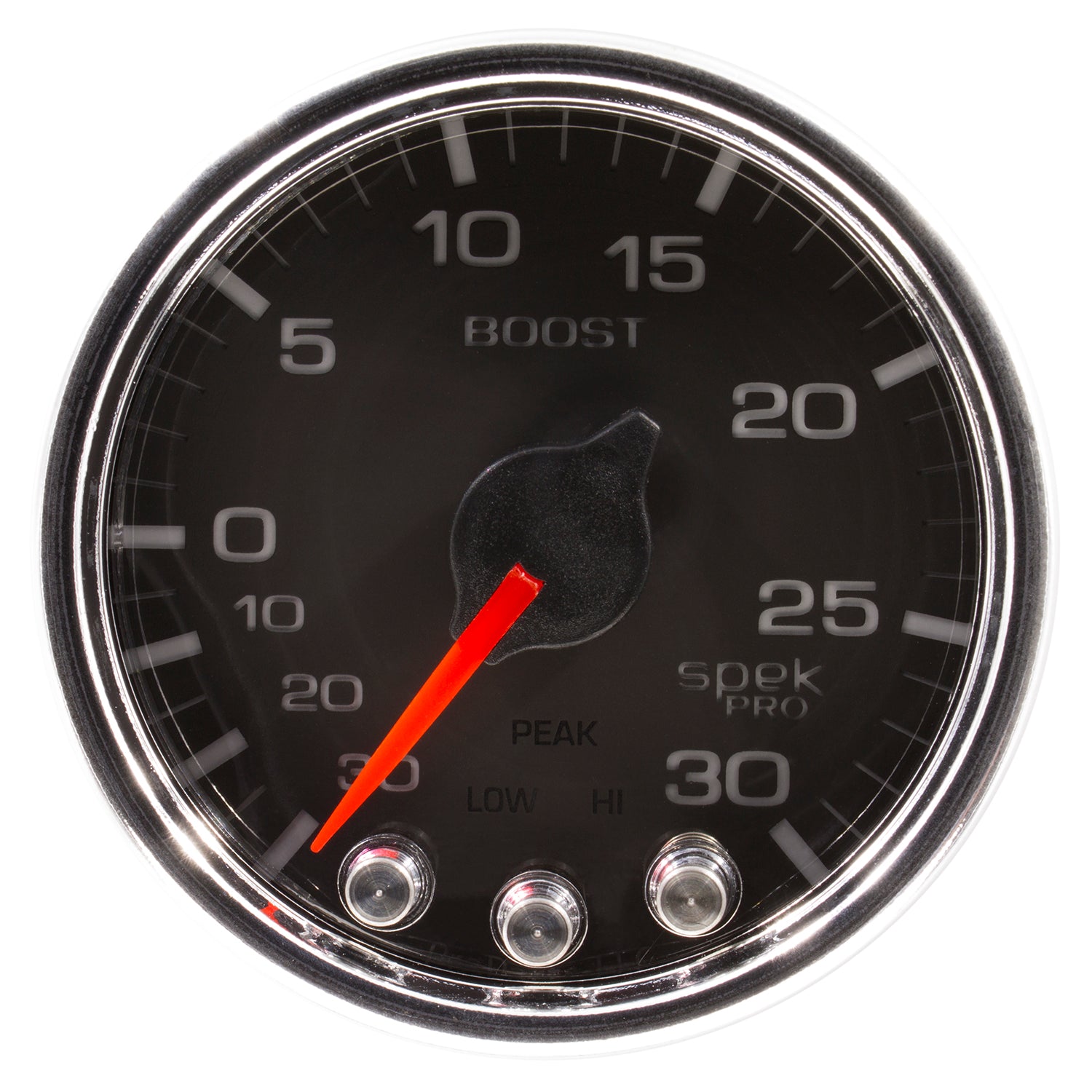 AutoMeter P30231 - GAUGE, VAC/BOOST, 2 1/16", 30INHG-30PSI, STEPPER MTR W/PK & WRN, BLK/CHRME, SPEK 4