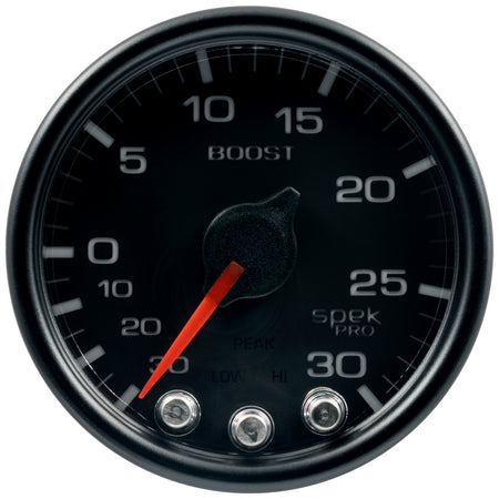 AutoMeter P30232 - GAUGE, VAC/BOOST, 2 1/16", 30INHG-30PSI, STEPPER MOTOR W/PK & WRN, BLK/BLK, SPEK 4